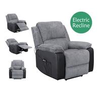 Westwood Fabric Leather Electric Recliner Single Sofa Reclining Armchair Foot Rest Grey