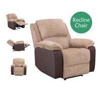 Westwood Fabric Leather Manual Recliner Single Sofa Reclining Armchair Foot Rest Brown