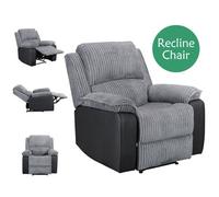 Westwood Fabric Leather Manual Recliner Single Sofa Reclining Armchair Foot Rest Grey