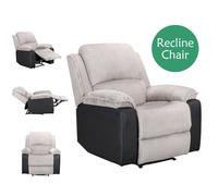 (Light Grey) WestWood Fabric Manual Recliner Sofa Faux Leather Armchair Lounge Cinema Chair
