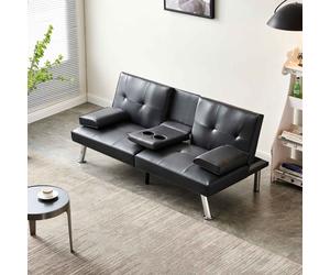 WestWood Faux Leather Manhattan Sofa Bed recliner 3 Seater Modern Luxury Design Black