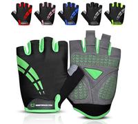 WESTWOOD FOX Cycling Gloves for Men Women,Half Finger Unisex Gel Padded Anti-Slip Mountain Bike Gloves, Breathable Shock Absorption Grip Palm Bicycle Summer Riding MTB Bike Gloves (GREEN, L)