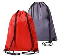 WESTWOOD FOX Drawstring Gym Bag String Bags Gym Sack Backpack PE Bags for Women Men Trainer Swimming Bag Travel Beach School Holidays Suitable for Sports,kids,Boys,Girls (Red Grey, 2 pcs)