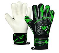 WESTWOOD FOX Goalkeeper Gloves,Finger Protection Soccer Goalie Gloves for Kids,Youth,Adults,Heavy Grip Palm with Dumbo latex 4+3 mm,Wrist Support (BLACK-GREEN, Size 3 suitable for 4 to 5 Years old)