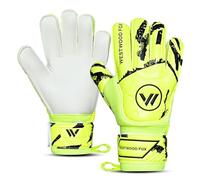 WESTWOOD FOX Goalkeeper Gloves,Finger Protection Soccer Goalie Gloves for Kids,Youth,Adults,Heavy Grip Palm with Dumbo latex 4+3 mm,Wrist Support (YELLOW-WHITE, Size 9 suitable for Adult-M)