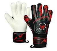 WESTWOOD FOX Goalkeeper Gloves,Finger Protection Soccer Goalie Gloves for Kids,Youth,Adults,Heavy Grip Palm with Dumbo latex 4+3 mm,Wrist Support (BLACK-RED, Size 10 suitable for Adult-L)