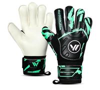 WESTWOOD FOX Goalkeeper Gloves,Finger Protection Soccer Goalie Gloves for Kids,Youth,Adults,Heavy Grip Palm with Dumbo latex 4+3 mm,Wrist Support (BLACK-CYAN, Size 7 suitable for 10 to 13 Years old)