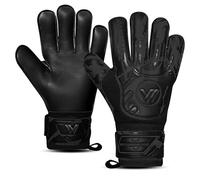 WESTWOOD FOX Goalkeeper Gloves,Finger Protection Soccer Goalie Gloves for Kids,Youth,Adults,Heavy Grip Palm with Dumbo latex 4+3 mm,Wrist Support (Jet Black, Size 4 suitable for 5 to 6 Years old)