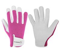 WESTWOOD FOX Ladies/Mens Leather Gardening Gloves Thorn Proof Rigger Garden work gloves, Safety Working Gloves, Premium Quality (Pink, M)