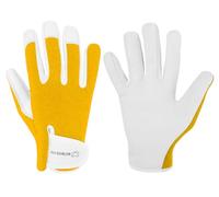 WESTWOOD FOX Ladies/Mens Leather Gardening Gloves Thorn Proof Rigger Garden work gloves, Safety Working Gloves, Premium Quality (Lemon Yellow, S)