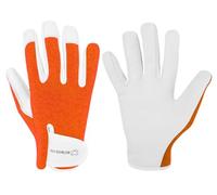 WESTWOOD FOX Ladies/Mens Leather Gardening Gloves Thorn Proof Rigger Garden work gloves, Safety Working Gloves, Premium Quality (Orange, M)