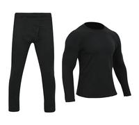 WESTWOOD FOX Men’s Thermal Underwear set Top and Bottom, Long Sleeve Tops Long Johns Base Layer Bottom Fleece Lined Quick Drying, Cycling Skiing Outdoor Sports Black