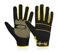 WESTWOOD FOX Mens Working Gloves Utility Workman Mechanic Gloves Touch Screen Anti slip Palm Padded Knuckles Safety Work Gloves Rigger Mechanic (Yellow, S)