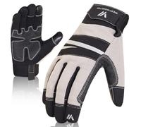 WESTWOOD FOX Safety Work Gloves for Men and Women,Touchscreen Synthetic Leather Gardening Gloves,Flexible Breathable Anti-Slip Multipurpose Utility Working Gloves for Outdoor Activites (GREY, L)