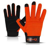 WESTWOOD FOX Safety Work Gloves Heavy Duty Gardening Gloves for Men Thorn Proof Padded Palm Protection Touch Screen Breathable Builder Mechanic Working Multi-Functional (Orange, Large)