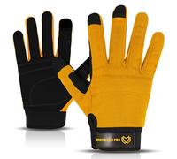 WESTWOOD FOX Safety Work Gloves Heavy Duty Gardening Gloves for Men Thorn Proof Padded Palm Protection Touch Screen Breathable Builder Mechanic Working Multi-Functional (Yellow, Large)
