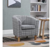Westwood Linen Fabric Sofa Armchair Office Reception Tub Chair Living Room Grey Checked