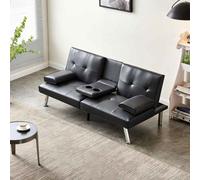 Westwood Luxury Pu Leather Manhattan Sofa Bed 3 Seater Chrome Legs Recliner Settee Black