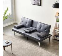 Westwood Luxury Pu Leather Manhattan Sofa Bed 3 Seater Chrome Legs Recliner Settee Grey