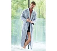 'Westwood' Pebble Stripe Brushed Cotton Dressing Gown British Boxers Light Grey L