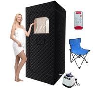 WestWood Portable Sauna Tent Set with Chair, Sauna Steamer Generator, Sauna Pod & Remote - Home Sauna Portable Steam Room Sauna Kit for Weight Loss & Relaxation Black