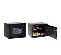 WestWood Small Safe Box Steel Lock Box with Key and Code Lock, With Shelf, Waterproof Fireproof Money Document Safe for Home Office Hotel Storage, 16.9L