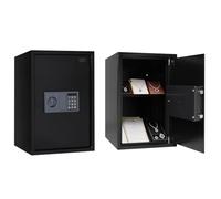 WestWood Small Safe Box Steel Lock Box with Key and Code Lock, With Shelf, Waterproof Fireproof Money Document Safe for Home Office Hotel Storage, 42.7L