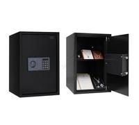 WestWood Small Safe Box Steel Lock Box with Key and Code Lock, With Shelf, Waterproof Fireproof Money Document Safe for Home Office Hotel Storage, 42.7L