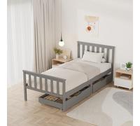 Westwood Wood Single Bed Frame With Pull Out Storage Drawers Kids Adults Small Home Grey