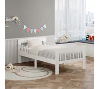 WestWood Wooden Junior Bed Frame Only for Kids, Single Bed with Bed Rail Guard White