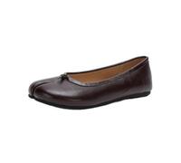 WESUF Split Toe Ballet Flats for Women PU Leather Slip On Ballerina Pumps | Latex Insole,Microfiber Lining,Rubber Sole,Low 1cm Heel,Daily Wear,Four Seasons,French Style
