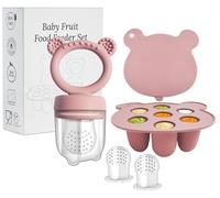 WeSweet Baby Fruit Feeder - Silicone Fruit Feeder for Babies- Breastmilk Popsicle Freezer Molds for Baby Teething & Infant Self Feeding Ideal Mum to Be Gifts (Pink Set)