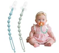 WeSweet Dummy Clips, Silicone Soother Clips for Baby Girls and Boys Gifts(2, Blue/Green)