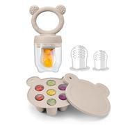 WeSweet Fruit Feeder for Baby - Silicone Baby Fruit Food Feeder- Breastmilk Popsicle Freezer Molds for Baby Teething & Infant Self Feeding Ideal Mum to Be Gifts (Grey Set)