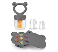 WeSweet Fruit Feeder for Baby - Silicone Baby Fruit Food Feeder- Breastmilk Popsicle Freezer Molds for Teething & Infant Self Feeding Ideal Mum to Be Gifts (Dark Grey Set)