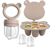 WeSweet Fruit Feeder for Baby - Silicone Fruit Food Feeder- Breastmilk Popsicle Freezer Molds for Baby Teething & Infant Self Feeding Ideal Mum to Be Gifts (Sand Set)