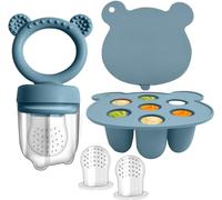 WeSweet Fruit Feeder for Baby - Silicone Fruit Food Feeder- Breastmilk Popsicle Freezer Molds for Baby Teething & Infant Self Feeding Ideal Mum to Be Gifts (Blue Set)