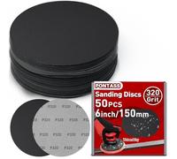 Wet and Dry Sanding Discs 6 Inches, 50Pcs Hook and Loop Sanding Disc for Random Orbital Sander Wet and Dry Sanding Pad 320 Grit Silicon Carbide Sander Paper Flocking Sandpaper for Car Jade Polishing