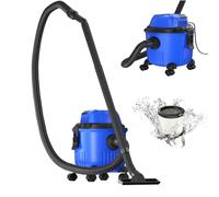 Wet and Dry Vacuum Cleaner 2000W, Industrial Dust Extractor with Blowing Function, 15 Litre, 2m Cable, 1.5m Flexible Hose and Accessories - Home DIY Car Carpet Workshop and Professional Use, Blue