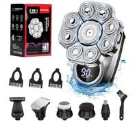 Wet and Dry with 9D LED Display, IPX7 Waterproof Head Razor, 6 in 1 Shaver Bald Head, 9D Independent Floating Head, Grooming Kit, for Fast Shaving