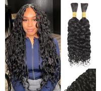 Wet and Wavy 100% Human Hair Braiding Hair Full Water Wave Bulk Hair for Braiding Wet Wavy 100g 2 Bundles No Weft Braiding Hair Human Hair Extensions YNiSew