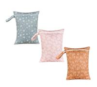 Wet Bag 3Pcs 11x14" Floral Pattern Waterproof Wet Dry Bag with Zipper & Loop Portable Multi-Purpose Travel for Diaper Beach Pool Dirty Clothes Swimsuits