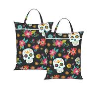Wet Bag Travel Laundry Bag 2pcs(Flower Patterned Skull)