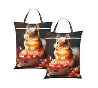 Wet Bag Travel Laundry Bag 2pcs(Watercolor Cake Squirrel)