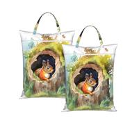 Wet Bag Travel Laundry Bag 2pcs(Watercolor Tree Hole Squirrel)
