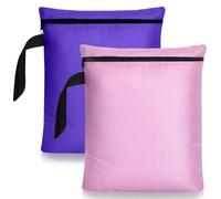 Wet Bags,2Pcs Waterproof Wet Dry Bag,30x36CM Wet Bags for Swimming Travel Laundry Bag,Swimsuit Bag with Handle,Nappy Bags with Zipper for Gym Swimsuit Workout Yoga Beach Pool(Pink & Purple)