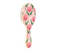 Wet Brush Detangler Hair Brush - All Hair Types - Soft Bristles Glide Through Tangles with Ease Pink Tulip Green Leaves for Wet & Dry Hair