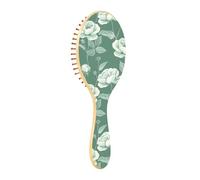 Wet Brush Detangler Hair Brush - All Hair Types - Soft Bristles Glide Through Tangles with Ease Plane Leaves Flower White Green Pattern for Wet & Dry Hair