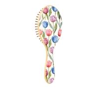 Wet Brush Detangler Hair Brush - All Hair Types - Soft Bristles Glide Through Tangles with Ease Watercolor Handdrawn Tulip for Wet & Dry Hair
