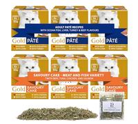 Wet Cat Food Bundle | Pate Recipes + Savoury Cake Meat and Fish Flavours | 48 x 85g Tins + Papa Lima Pure Canadian Catnip | Pack of 6 for Happy, Healthy Cats
